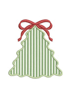 Applique Christmas Tree & Bow Crest Monogram Frame, Machine Embroidery Design, 6 Sizes, PES DST+++ Incl Digital Instant Download