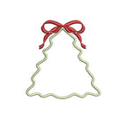 Applique Christmas Tree & Bow Crest Monogram Frame, Machine Embroidery Design, 6 Sizes, PES DST+++ Incl Digital Instant Download