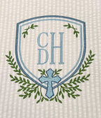 Heirloom Christian Cross Crest & Greenery Monogram Frame, Machine Embroidery Design, 7 Sizes, PES DST+++ Incl Digital Instant Download