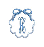 Applique Scalloped Beaded Frames with Bow Option, Machine Embroidery Designs, 5 Sizes, PES DST+++ Incl Digital Instant Download