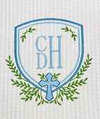 Heirloom Christian Cross Crest & Greenery Monogram Frame, Machine Embroidery Design, 7 Sizes, PES DST+++ Incl Digital Instant Download