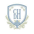 Heirloom Christian Cross Crest & Greenery Monogram Frame, Machine Embroidery Design, 7 Sizes, PES DST+++ Incl Digital Instant Download