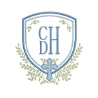 Heirloom Christian Cross Crest & Greenery Monogram Frame, Machine Embroidery Design, 7 Sizes, PES DST+++ Incl Digital Instant Download