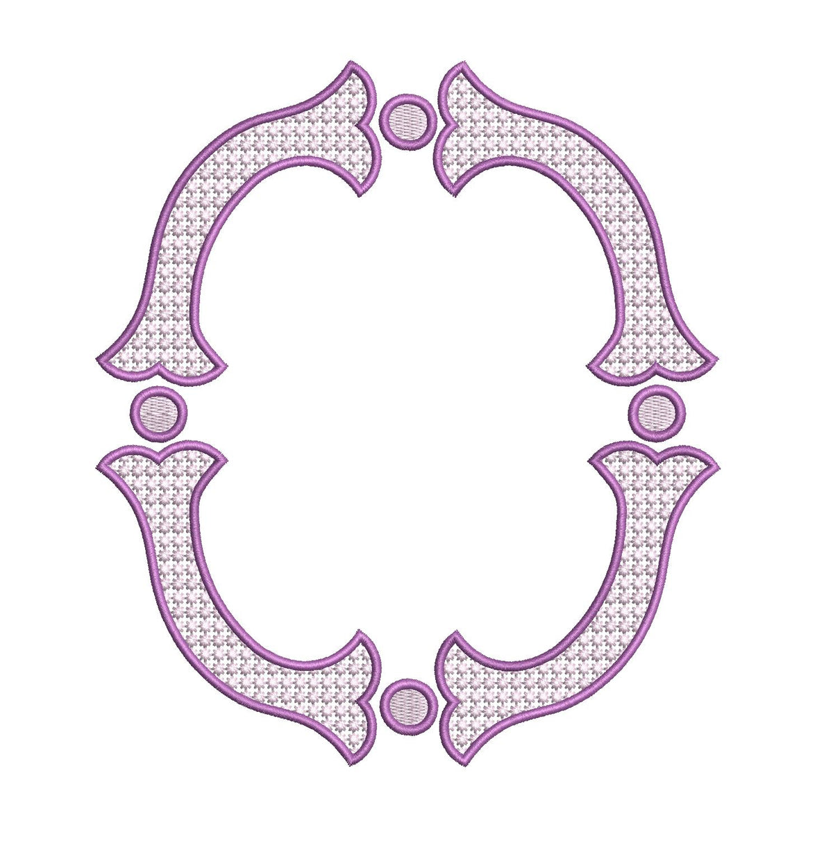 French Knot Fill Fishtail Satin Outline Monogram Frame, Machine Embroidery Design, 5 Sizes, PES DST+++ Incl Digital Instant Download