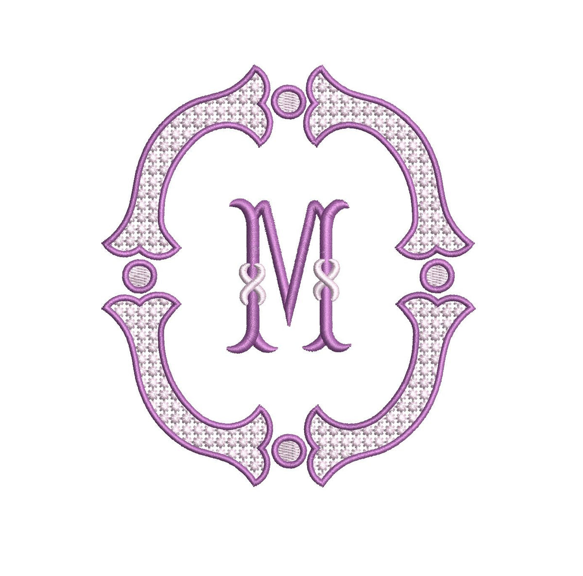 French Knot Fill Fishtail Satin Outline Monogram Frame, Machine Embroidery Design, 5 Sizes, PES DST+++ Incl Digital Instant Download