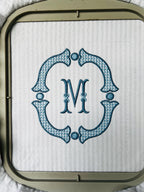 French Knot Fill Fishtail Satin Outline Monogram Frame, Machine Embroidery Design, 5 Sizes, PES DST+++ Incl Digital Instant Download