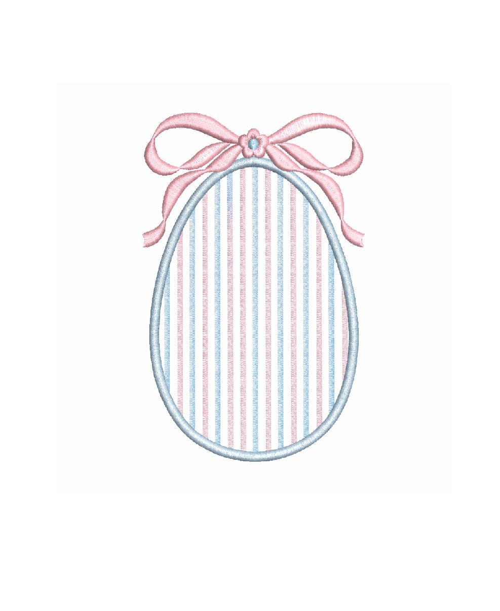 Applique Easter Egg & Bow Crest Monogram Frame, Machine Embroidery Design, 6 Sizes, PES DST+++ Incl Digital Instant Download