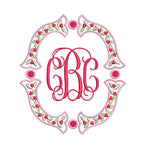Valentine Fishtail Satin Outline & Vine Monogram Frame, Machine Embroidery Design, 7 Sizes, PES DST+++ Incl Digital Instant Download