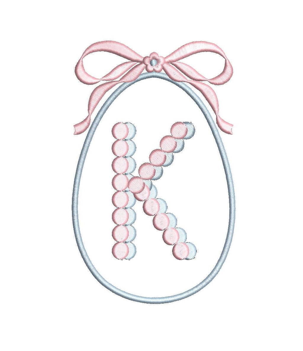 Applique Easter Egg & Bow Crest Monogram Frame, Machine Embroidery Design, 6 Sizes, PES DST+++ Incl Digital Instant Download