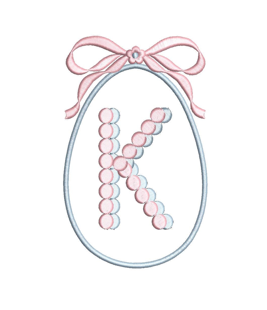 Applique Easter Egg & Bow Crest Monogram Frame, Machine Embroidery Design, 6 Sizes, PES DST+++ Incl Digital Instant Download