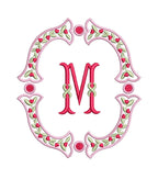 Valentine Fishtail Satin Outline & Vine Monogram Frame, Machine Embroidery Design, 7 Sizes, PES DST+++ Incl Digital Instant Download
