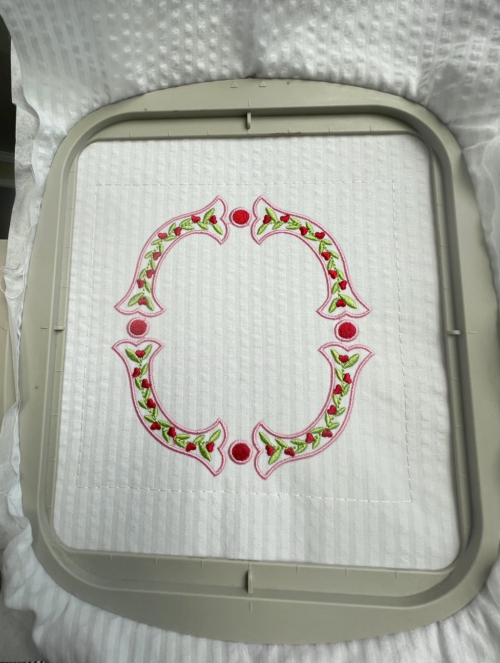 Valentine Fishtail Satin Outline & Vine Monogram Frame, Machine Embroidery Design, 7 Sizes, PES DST+++ Incl Digital Instant Download