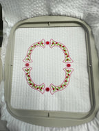 Valentine Fishtail Satin Outline & Vine Monogram Frame, Machine Embroidery Design, 7 Sizes, PES DST+++ Incl Digital Instant Download