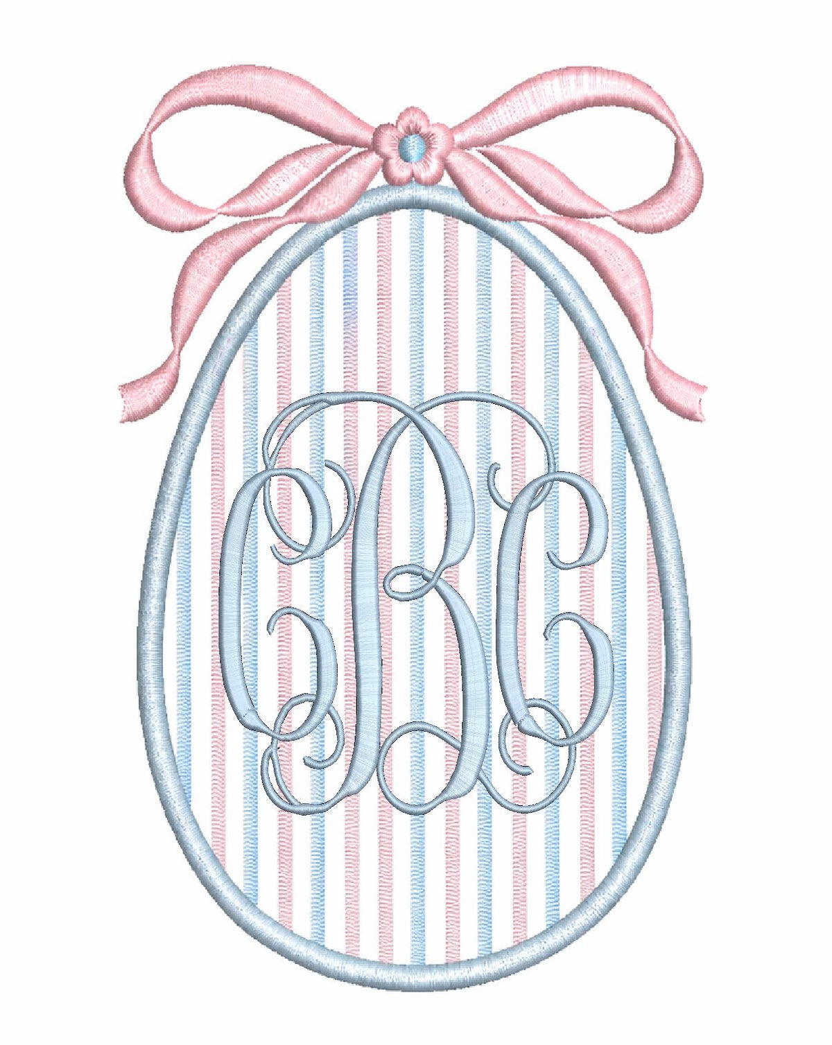 Applique Easter Egg & Bow Crest Monogram Frame, Machine Embroidery Design, 6 Sizes, PES DST+++ Incl Digital Instant Download