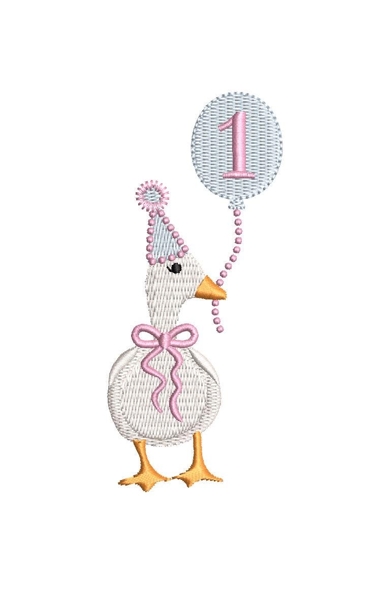 Girl Duck 1st Birthday Balloons Pearlie Details, Classic Heirloom Design, Machine Embroidery, 5 Sizes PES++ Incl Digital Instant Download