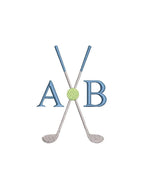 Golf Monogram Frame Machine Embroidery Design, Clubs Crossed with Ball, 6 Sizes PES++ Incl Digital Instant Download