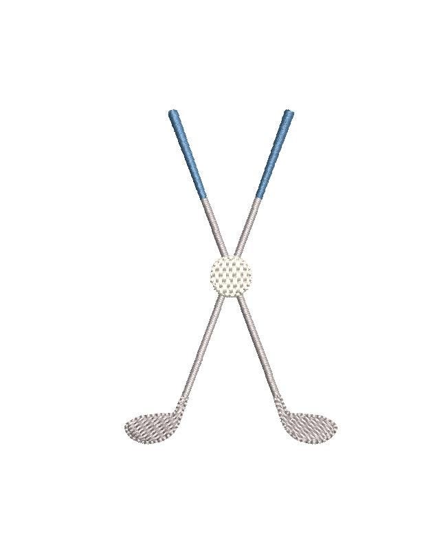 Golf Monogram Frame Machine Embroidery Design, Clubs Crossed with Ball, 6 Sizes PES++ Incl Digital Instant Download