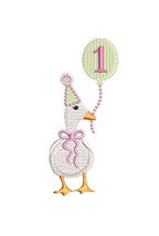 Girl Duck 1st Birthday Balloons Pearlie Details, Classic Heirloom Design, Machine Embroidery, 5 Sizes PES++ Incl Digital Instant Download