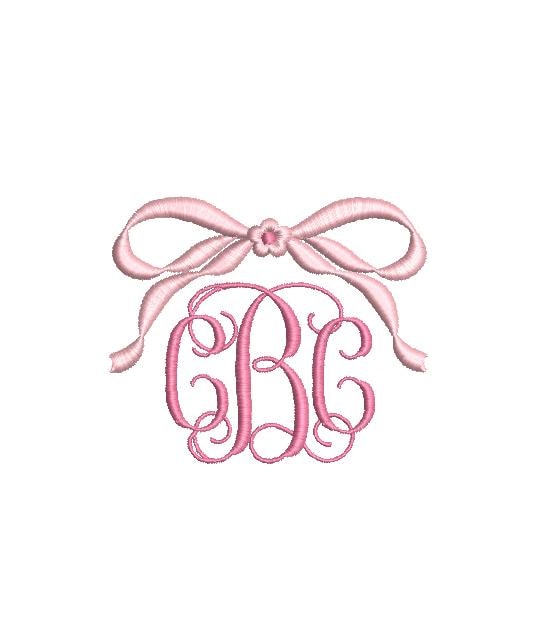 Bow Monogram Frame, Coquette 3 Color Machine Embroidery Design, 7 sizes PES DST JEF+++