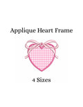Applique Heart & Large Bow Monogram Frame, Two-Color Machine Embroidery Design, 7 sizes PES DST JEF+++