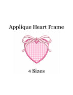 Applique Heart & Large Bow Monogram Frame, Two-Color Machine Embroidery Design, 7 sizes PES DST JEF+++