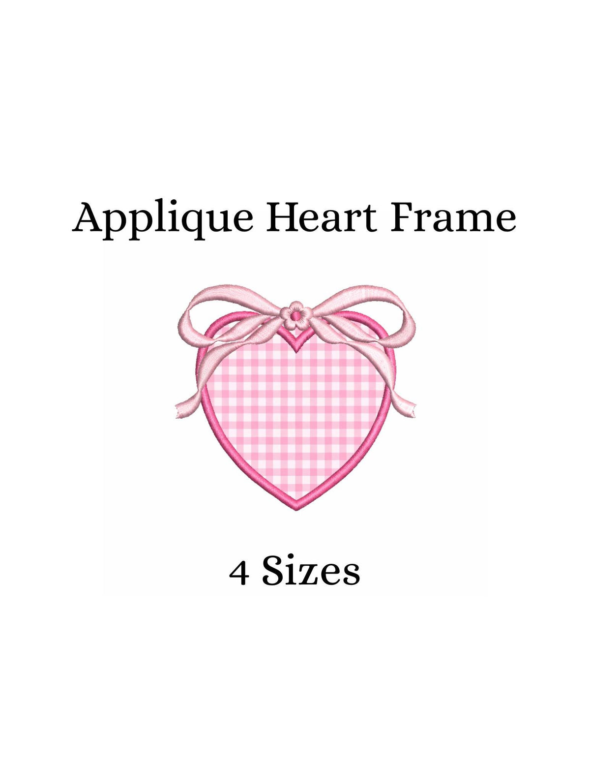 Applique Heart & Large Bow Monogram Frame, Two-Color Machine Embroidery Design, 7 sizes PES DST JEF+++