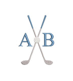 Golf Monogram Frame Machine Embroidery Design, Clubs Crossed with Ball, 6 Sizes PES++ Incl Digital Instant Download