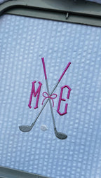 Girls Golf Clubs Crossed Monogram Frame Machine Embroidery Design, 6 Sizes PES++ Incl Digital Instant Download