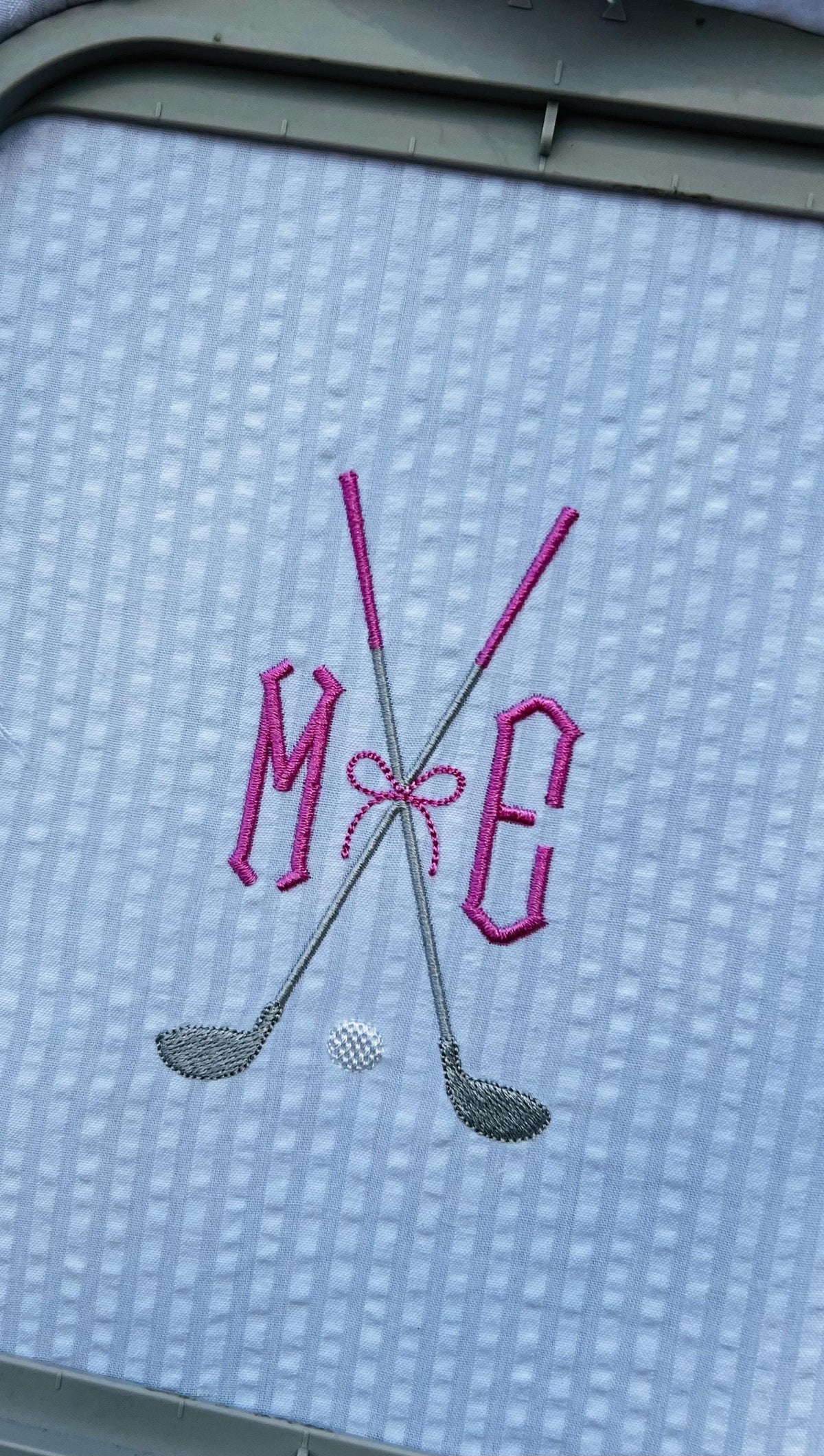 Girls Golf Clubs Crossed Monogram Frame Machine Embroidery Design, 6 Sizes PES++ Incl Digital Instant Download