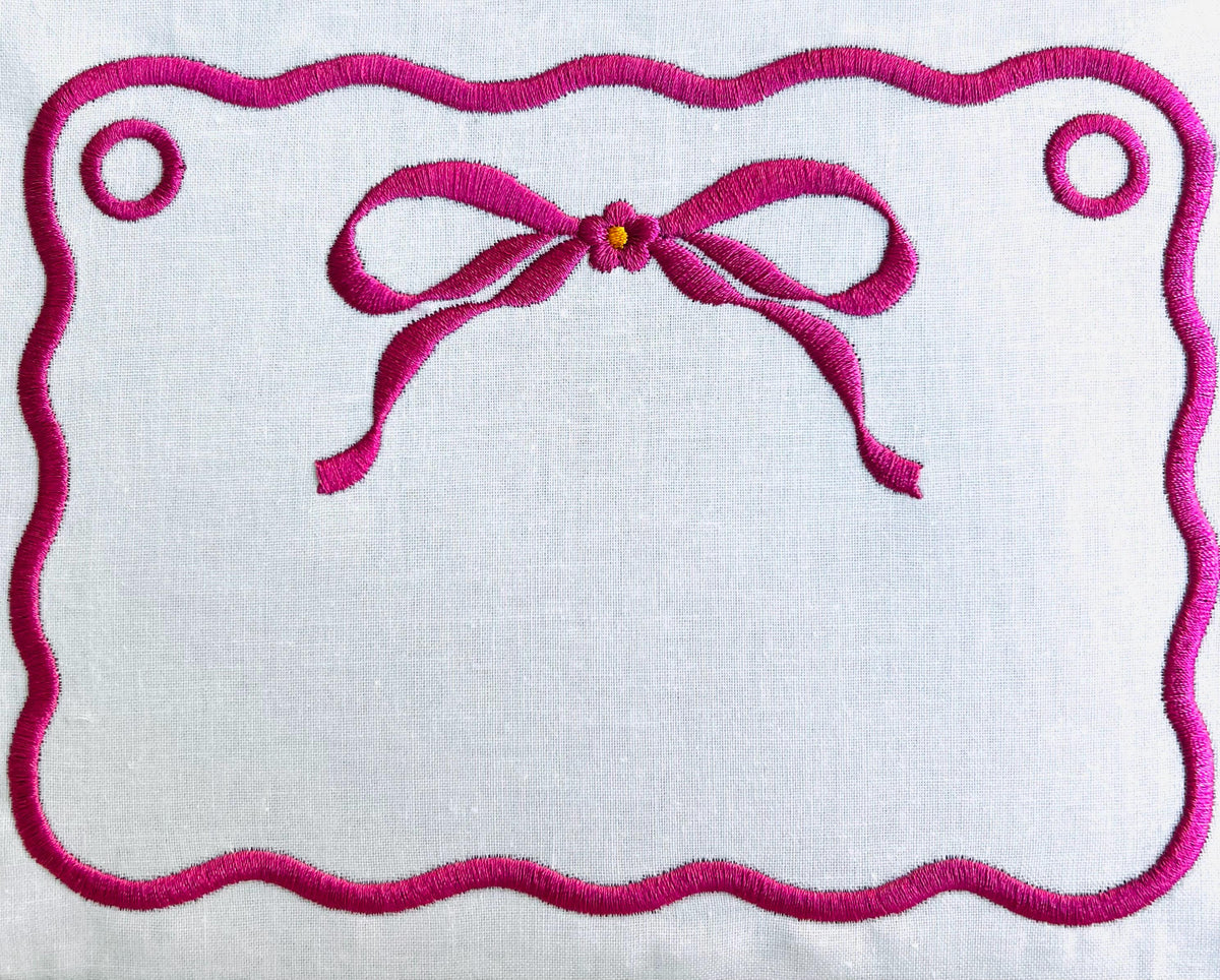 Bow Monogram Frame, Coquette 3 Color Machine Embroidery Design, 7 sizes PES DST JEF+++