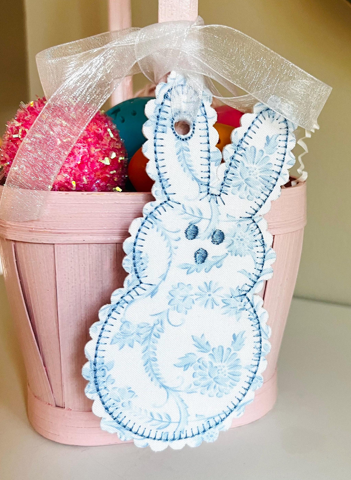 In The Hoop Easter Bunny Tags Peep-Style, Machine Embroidery Designs, 5 Sizes, PES DST+++ Incl Digital Instant Download