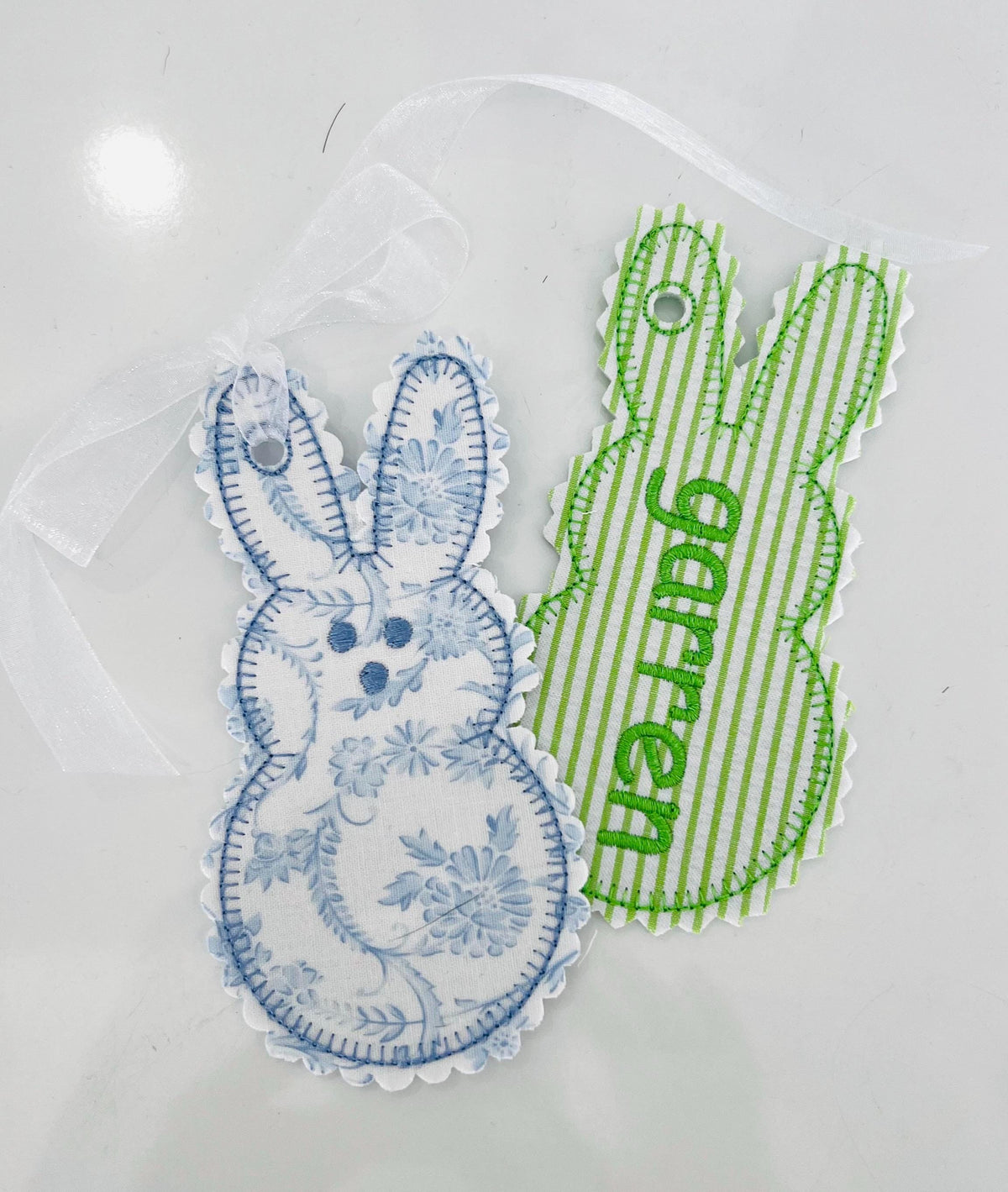In The Hoop Easter Bunny Tags Peep-Style, Machine Embroidery Designs, 5 Sizes, PES DST+++ Incl Digital Instant Download