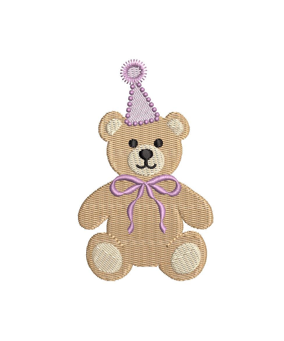 Birthday Girl Teddy Bear Embroidery Design, Machine Embroidery Instant Digital Download