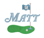 Golf Green Split Pin Flagpole, 2 Styles, Machine Embroidery Design Name Frame , 5 Sizes PES++ Incl Digital Instant Download