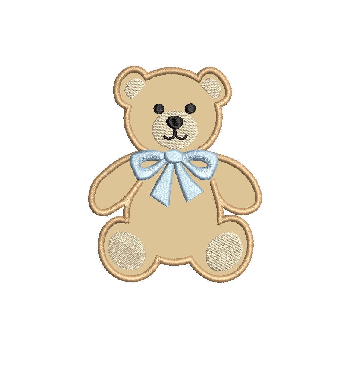 Applique Teddy Bear in a Vintage Bow Tie Motif, Machine Embroidery Design, 4 Sizes, PES DST+++ Incl Digital Instant Download