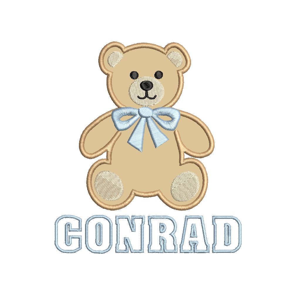 Applique Teddy Bear in a Vintage Bow Tie Motif, Machine Embroidery Design, 4 Sizes, PES DST+++ Incl Digital Instant Download