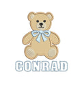 Applique Teddy Bear in a Vintage Bow Tie Motif, Machine Embroidery Design, 4 Sizes, PES DST+++ Incl Digital Instant Download
