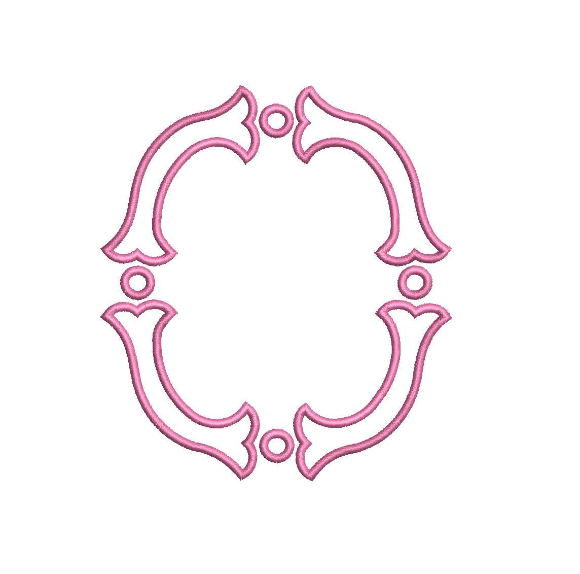 Fishtail Applique Monogram Frame, Machine Embroidery Design, 5 Sizes, PES DST+++ Incl Digital Instant Download
