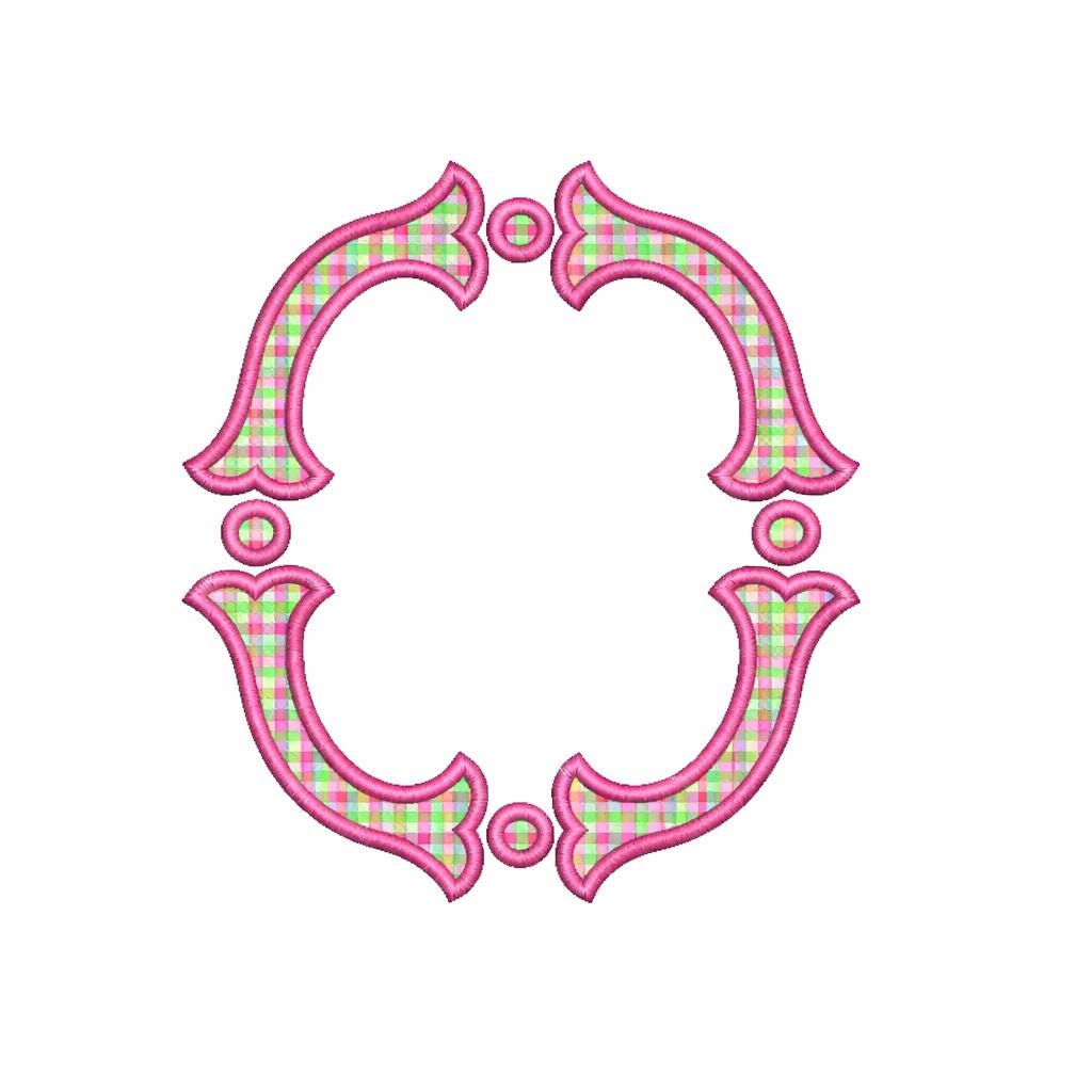 Fishtail Applique Monogram Frame, Machine Embroidery Design, 5 Sizes, PES DST+++ Incl Digital Instant Download