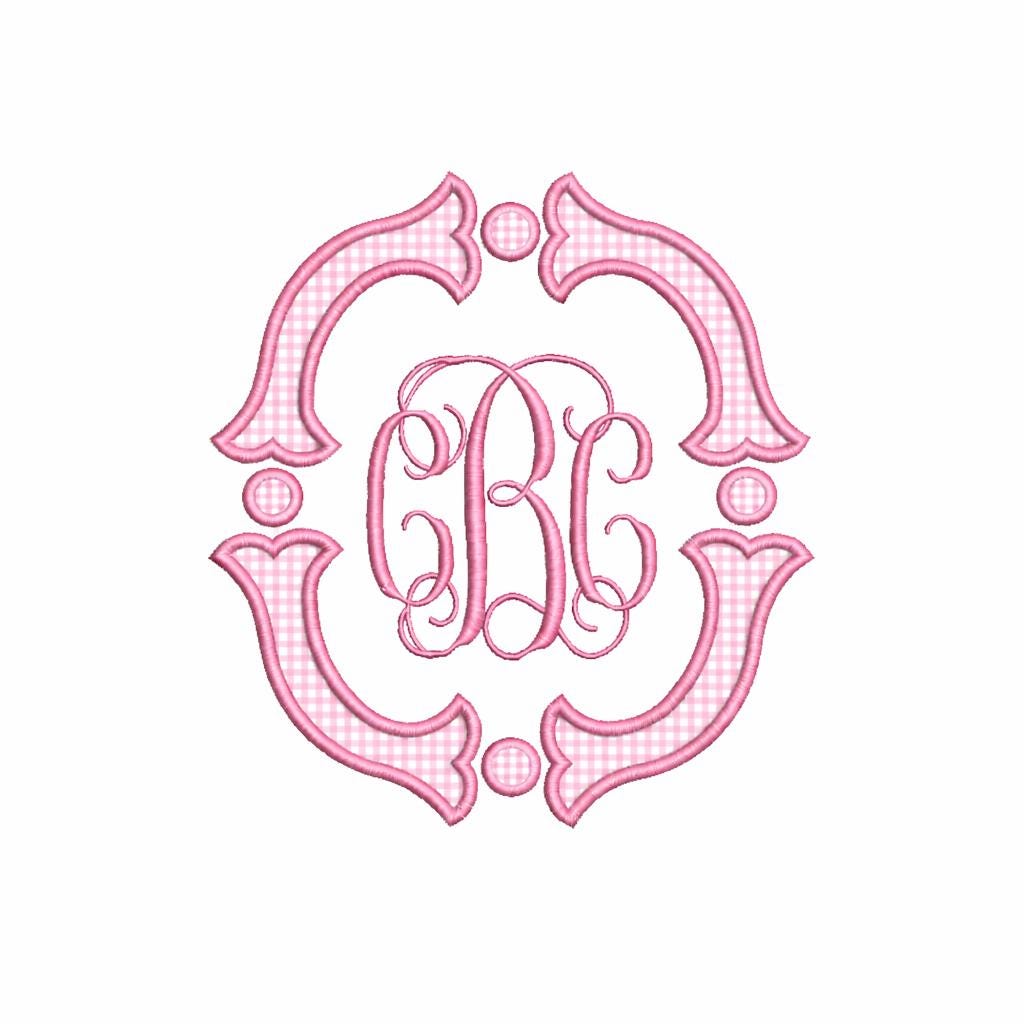 Fishtail Applique Monogram Frame, Machine Embroidery Design, 5 Sizes, PES DST+++ Incl Digital Instant Download