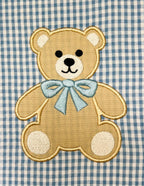 Applique Teddy Bear in a Vintage Bow Tie Motif, Machine Embroidery Design, 4 Sizes, PES DST+++ Incl Digital Instant Download