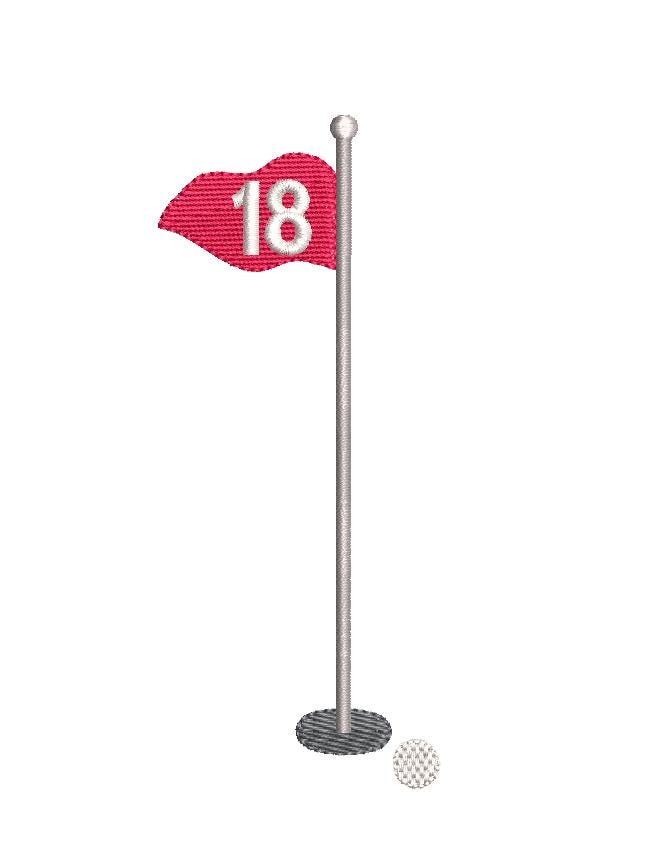 Golf Pin Flag 18th Hole Monogram Frame, Machine Embroidery Design, 4 Sizes PES DST JEF++ Incl Digital Instant Download