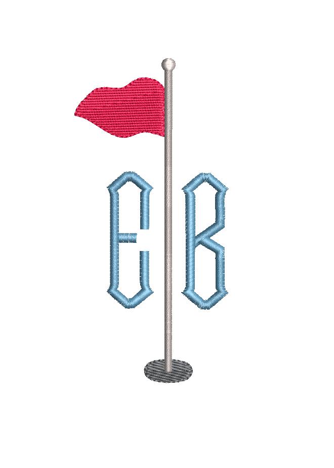 Golf Pin Flag 18th Hole Monogram Frame, Machine Embroidery Design, 4 Sizes PES DST JEF++ Incl Digital Instant Download