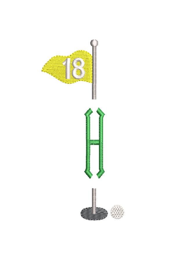 Golf Pin Flag 18th Hole Split Monogram Frame, Machine Embroidery Design, 6 Sizes PES DST JEF++ Incl Digital Instant Download
