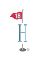 Golf Pin Flag 18th Hole Split Monogram Frame, Machine Embroidery Design, 6 Sizes PES DST JEF++ Incl Digital Instant Download