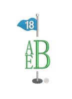 Golf Pin Flag 18th Hole Split Monogram Frame, Machine Embroidery Design, 6 Sizes PES DST JEF++ Incl Digital Instant Download