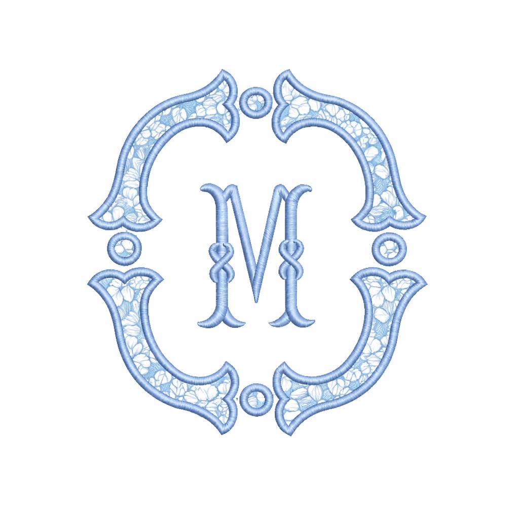 Fishtail Applique Monogram Frame, Machine Embroidery Design, 5 Sizes, PES DST+++ Incl Digital Instant Download
