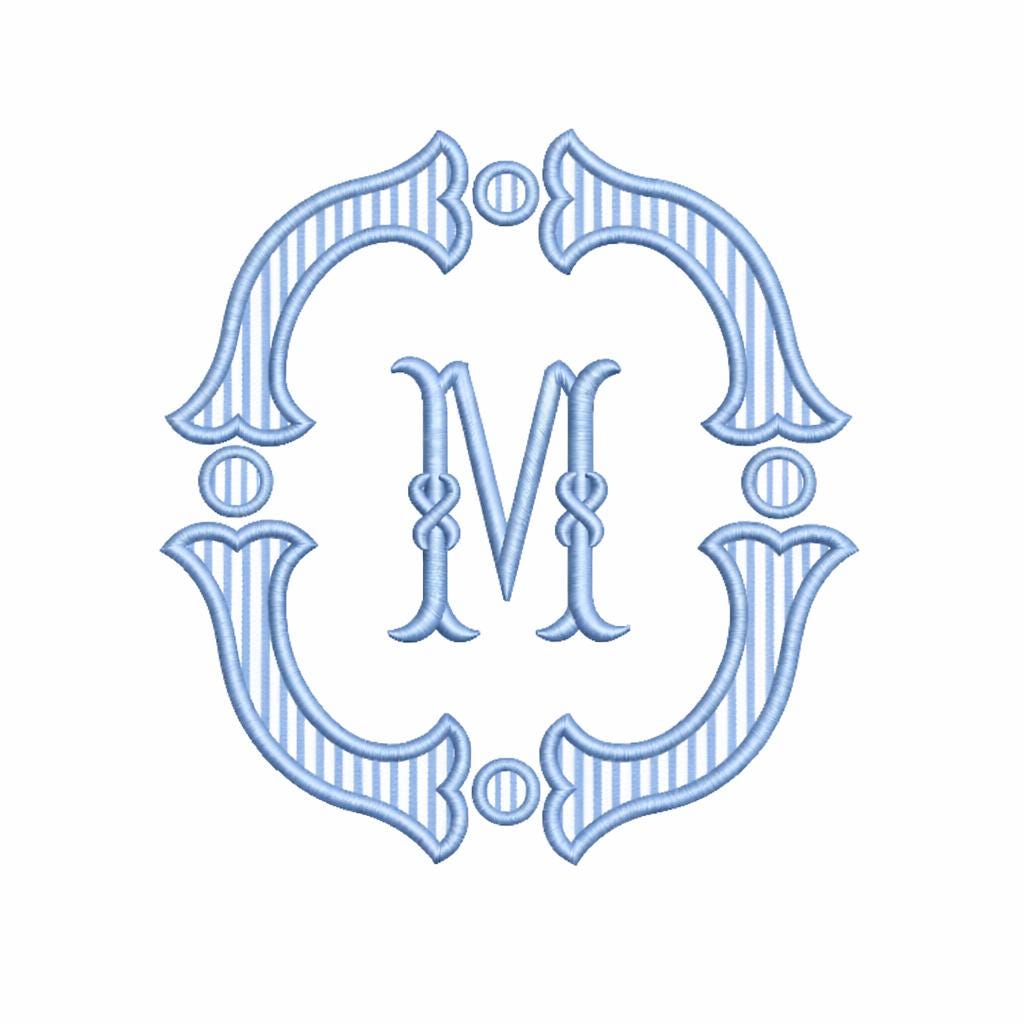 Fishtail Applique Monogram Frame, Machine Embroidery Design, 5 Sizes, PES DST+++ Incl Digital Instant Download