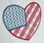 American Heart Flag USA Sketch Motif, Machine Embroidery Design, 6 Sizes PES DST++ Incl Digital Instant Download