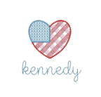 American Heart Flag USA Sketch Motif, Machine Embroidery Design, 6 Sizes PES DST++ Incl Digital Instant Download